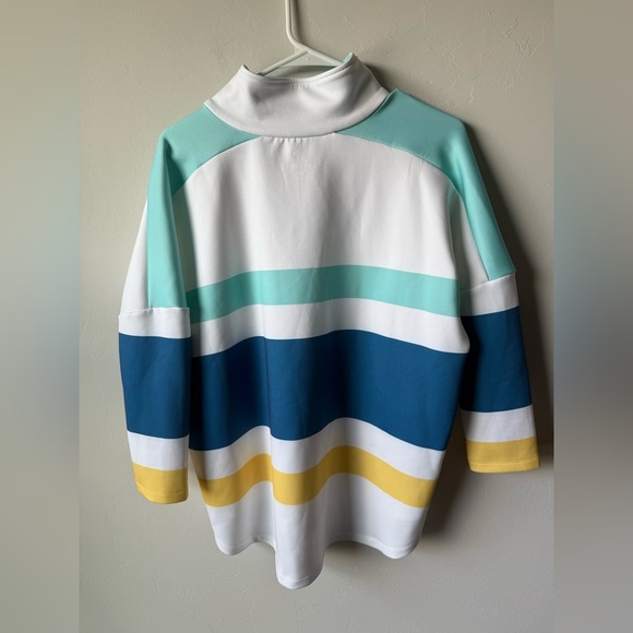 Tuckernuck White and Teal Half-Zip Oversized Pullover - Picture 5 of 5